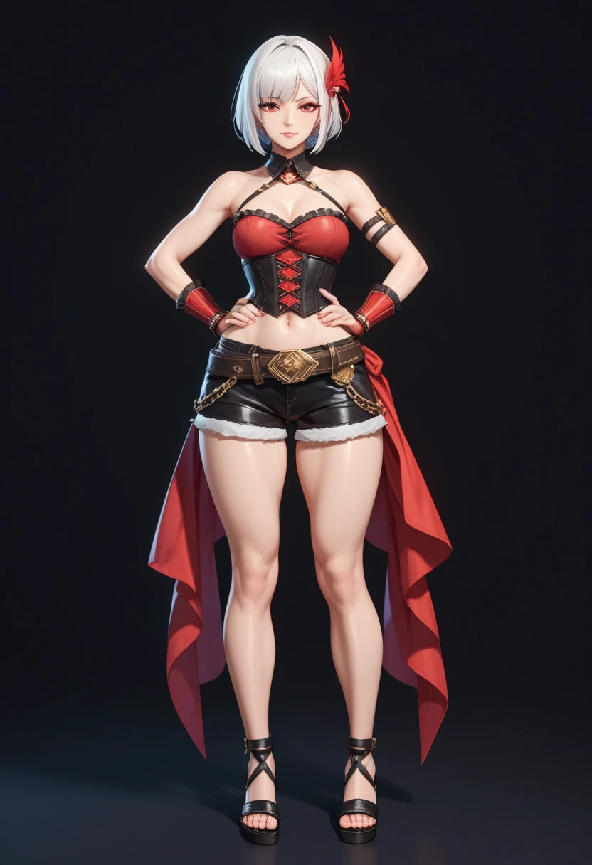 Mini nier automata, (nier automata),  solo, ray tracing, Estilo 3D, 3DMM, ((oses por foto)), ((oses em cada foto)), corpo inteiro,(Front view),(Costas Issue), (Emist on the left), mostrar barriga lisa, (((poses por foto))),(seios muito grandearriga perfeita, olhos perfeitos e simetricos, (perfect handuturistic sword in hand)), ((cabelos curto)),((Roupas de bruxo abertas)),roupa branca com bordas texturizadas, pele clara, luemas detalhadas, White thigh-high tights with trim, emestido aberto em "em", cintura fina, pernas grande, low water, Show legs to the top of the waist, (tecido partido caindo sobre as pernas),((top aberto)),pele ultra realista, olhos realistas humano,pele ultra realista,((blusa listrada)),traje super sensual,(faixas em torno dos seios), colorida,top com babados,(pubis com muito volume),(extremamente sensual),(very sensual),(((Big tits))),(((cabelo dividido em dois))),((((roupa social, aberta nos seios e na frente)))),(((blue, cyan,red and purple clothes))),(((fendas sobre os seios))),(((faixas caindo da cintura com detalhes nas pontas))),(((top com abertura enorme no meio))),(black skin, short hair),((sexy langeries)),(((nivel alto de detalhes))),(((enorme fenda entre os seios))),(((opening to the top of the hip))),(((White tight leggings extremely marking the waist and pubic area))),(((fendas detalhadas e com desenhos))),(((leggings that clearly shape the curves of the body until they touch the breasts))),(((decotes extremos))),(((top com muitos detalhes e aberto))),(((cinturinha))),(((cabelo divido em dois))),(((duas cores))),(((detalhes intrincados))),(((darkness))),(((costume with high level of detail, vincos e sobrecosturas))),(castlevania),(morigan aensland),(((top com shapes variados)))),(((Mostrando as pernas))),((((Wonderful))))