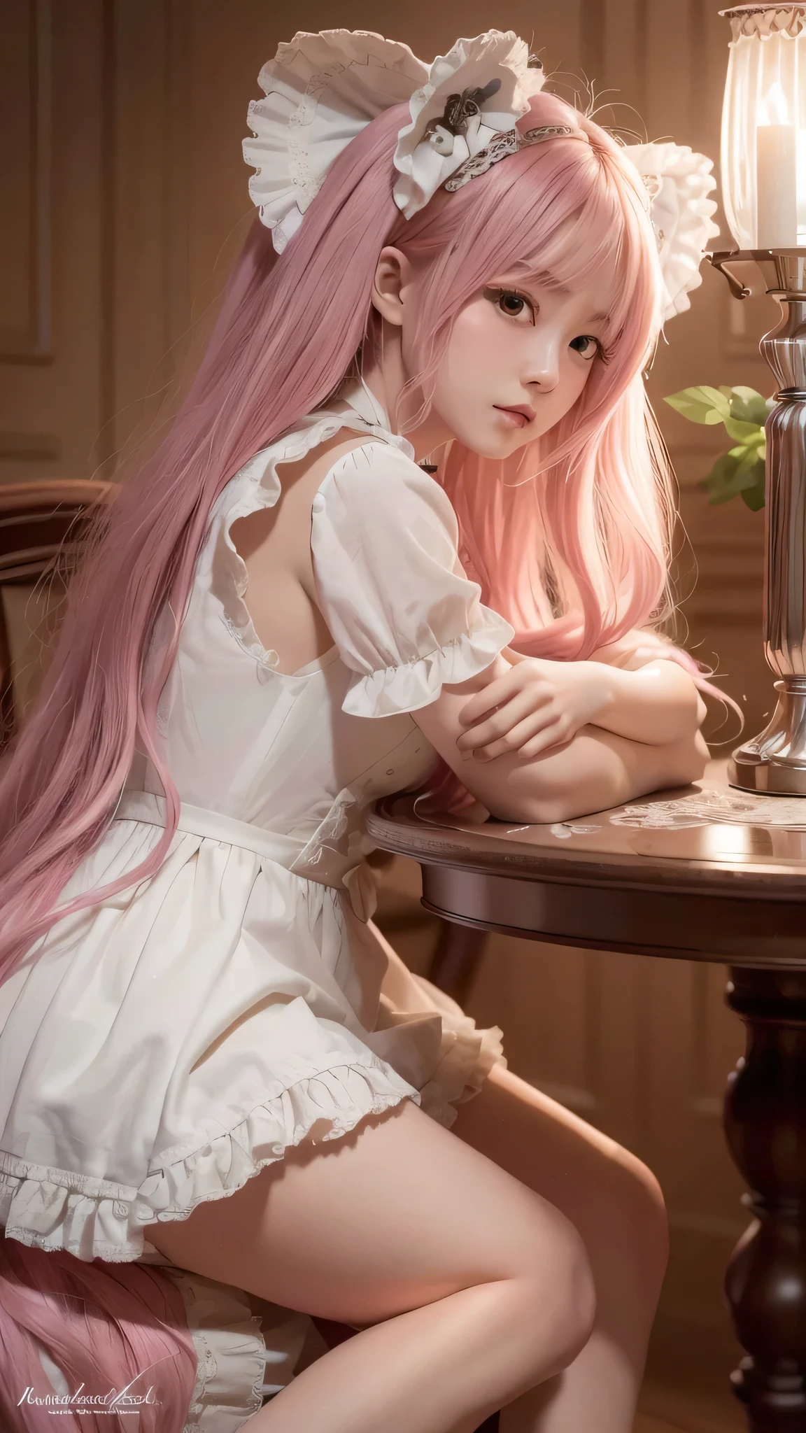 ((realist)), ((photorealist)),((High resolution, masterpiece, Best Quality, cinema lighting)), masterpiece, Best Quality:1.2), masterpiece, Best Quality, 4k, Photography, cinematic lighting, model session, perfect lighting, detailed, Professional photo session,(masterpiece:1.4),(Best Quality:1.4), (intricate details), (showy),cinematic lighting,Fondo de pantalla CG unity 8k extremadamente detailed, (masterpiece, Best Quality:1.2), Transparent dress, long red hair, sad look, open legs, lying on a bed , her skirt lifted to show her underwear, white panties, splashed with white milk on her body, happy face, big breasts, thick thighs, wide hip.