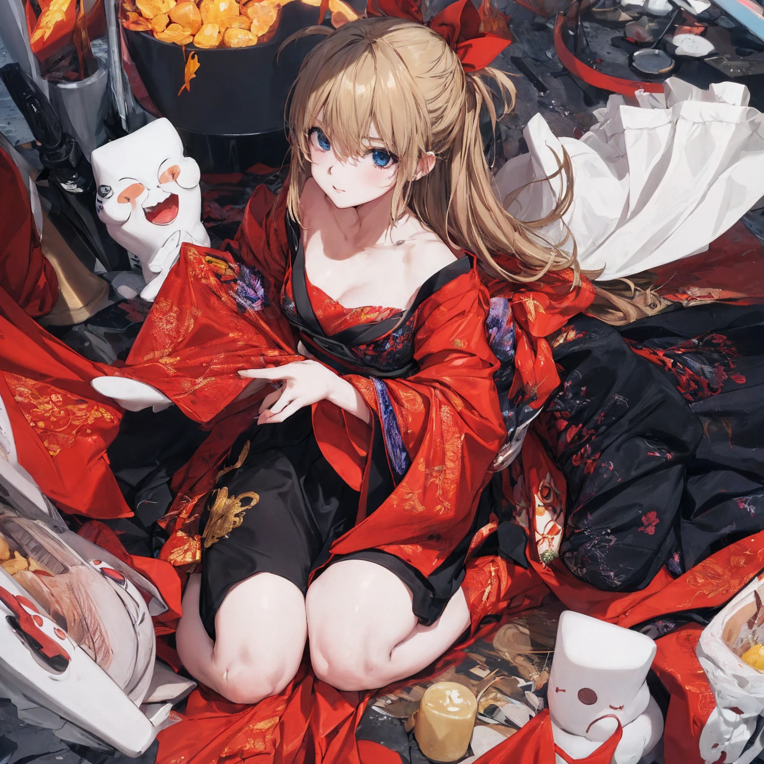 ( top quality,masterpiece:1.2),(Anime Style, comical noir style :1.1), one girl , Cute Style ,Adorable, extremely detailed eyes, face with extra detail, very fine hair,8k,resolution,kimono,Full body portrait