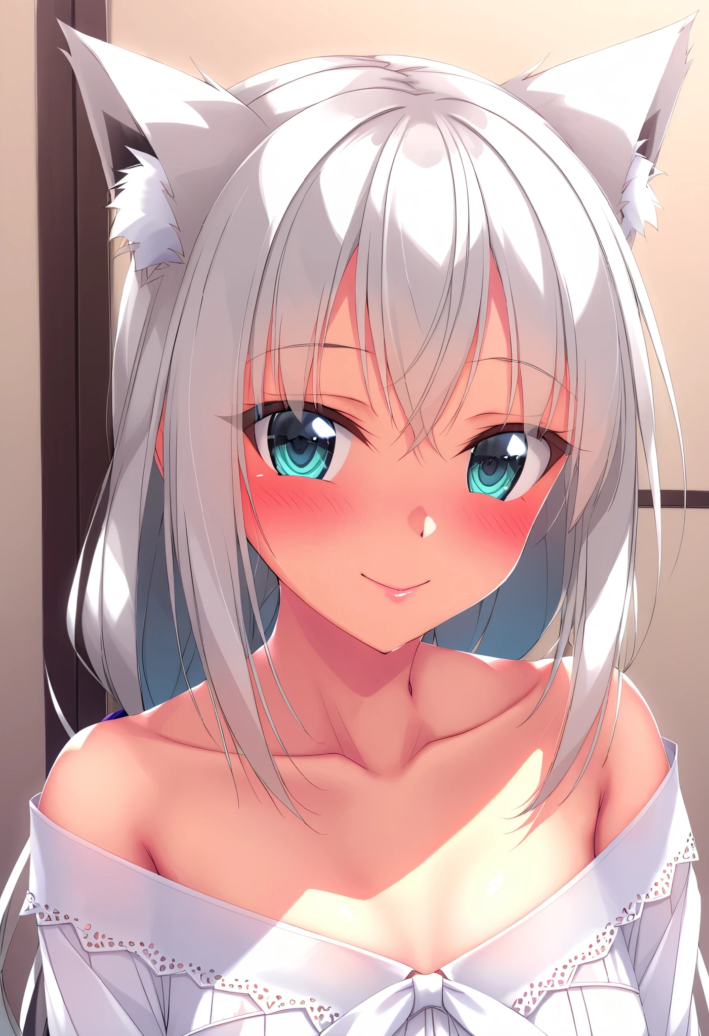  detailed illustration、Beautiful illustrations、 detailed eyes、 body structure 、 Solo Focus 、 1 woman、 Shirakami Fubuki