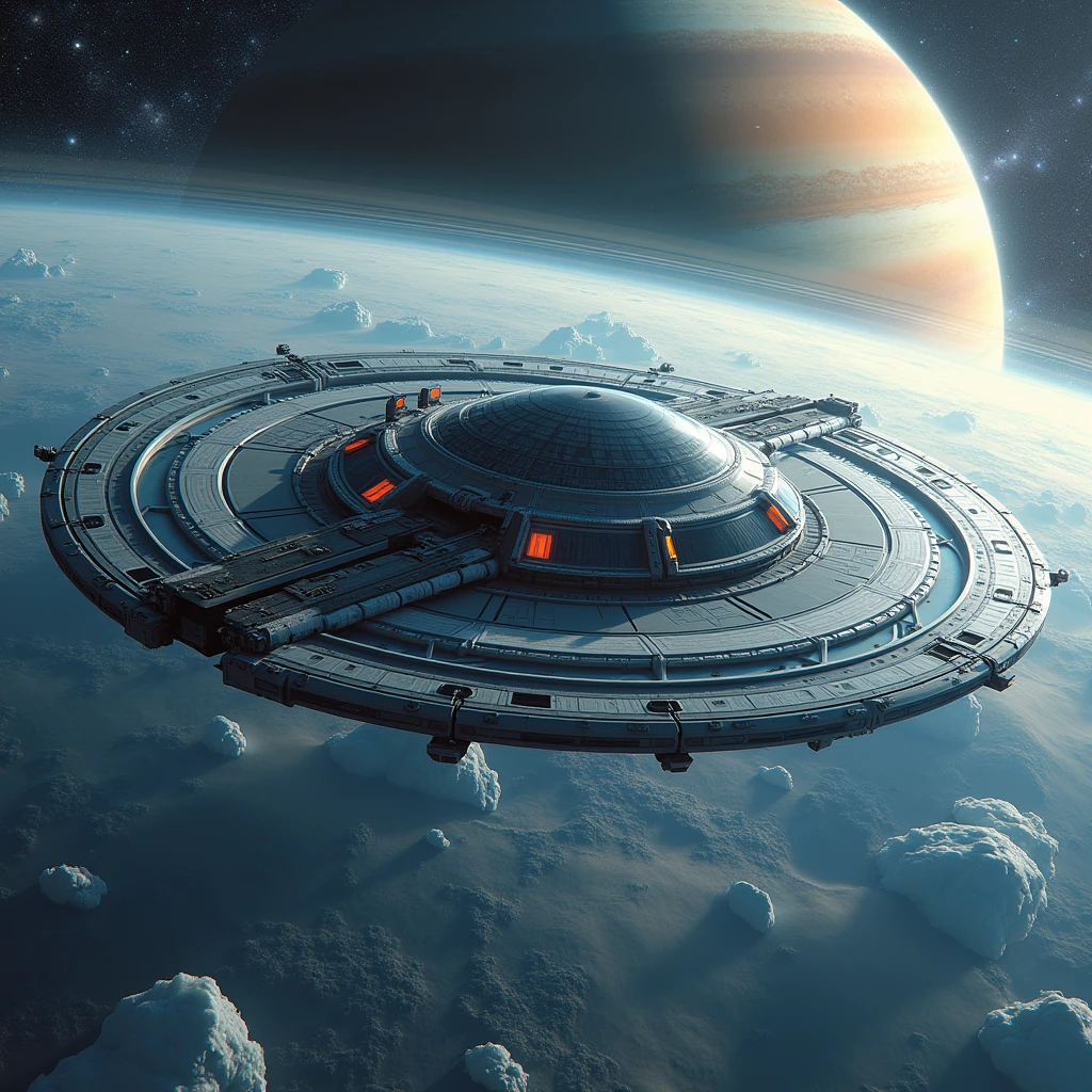 ((maximum quality , photorealism ,16 render ,UHD,HDR color,sci-fi))  a fantastic orbital station orbiting Saturn  ( planet Saturn with rings of ice asteroids ,with a thick gaseous atmosphere ),  view of Saturn's ice rings ,  fantastic design of the space station  ( consists of two ring structures connected by transitions),  docking locks ,  portholes ,  greenhouse dome , Boundless space,  stars and nebulae , incredible beautiful photo 