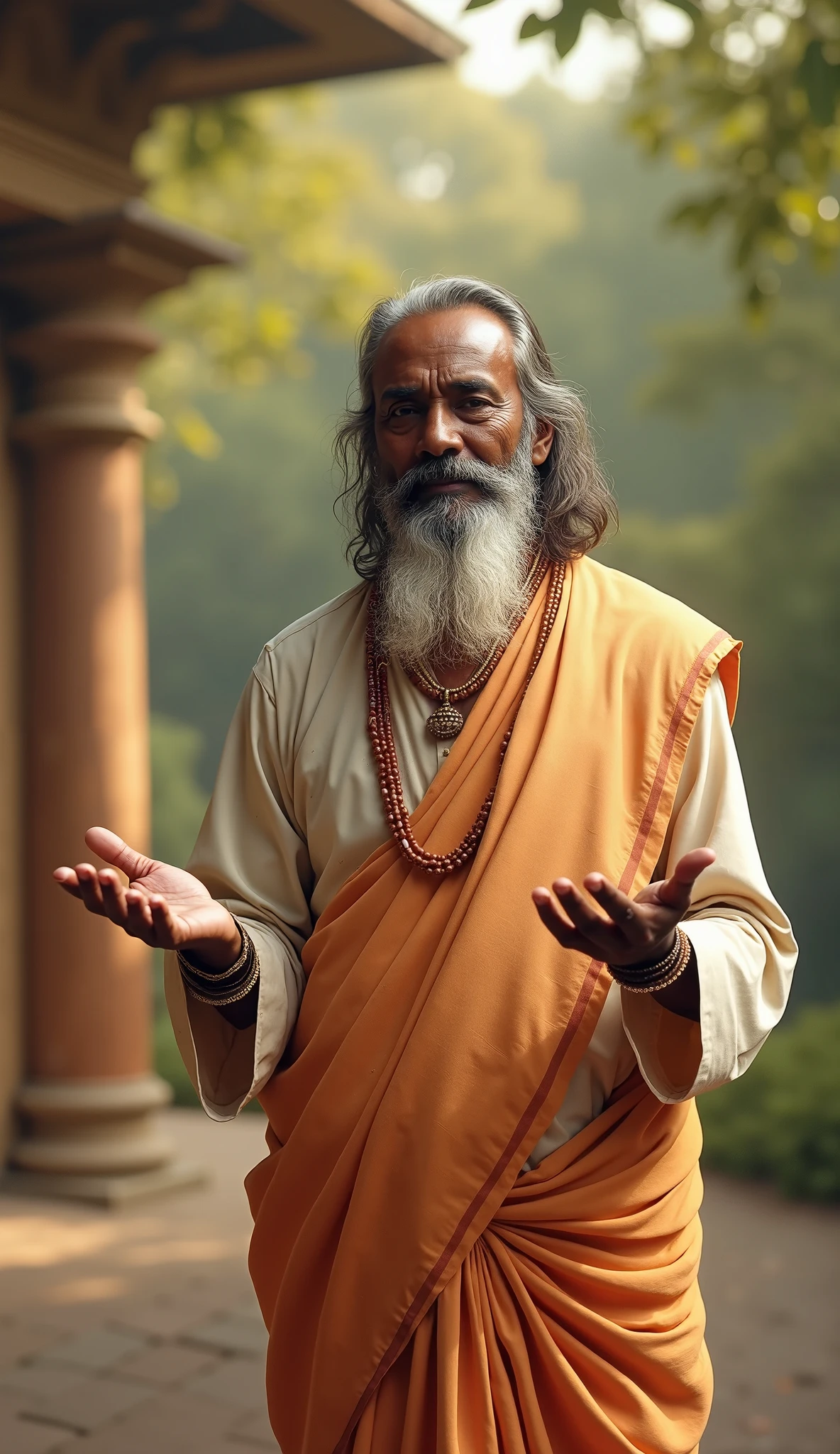 Arafed man with a long beard and a white beard wearing a sari - SeaArt AI