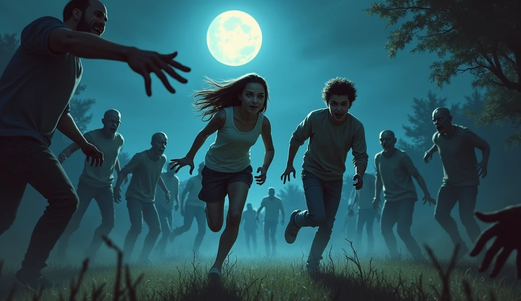 zombies having in the middle of the night, in the park