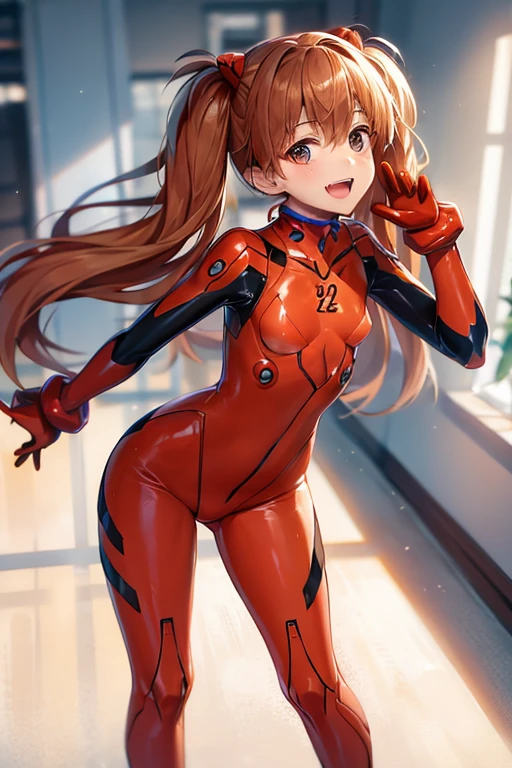 (masterpiece, Highest quality:1.3), (Super detailed:1.4),(Super detailed顔:1.2),(Super detailed目:1.2), (hyperRealistic:1.3), (RAW Photos:1.2), High-definition RAW color photos, Professional photos, (PhotoRealistic:1.4), (Realistic:1.4),8k,Professional Lighting, Perfect , BREAK,(:1.4),(blush:1.2),(Bright smile:1.3),detail, Sharp focus, dramatic,dutch angle,( gravure pose:1.3),asuka langley soryu, (souryuu asuka langley:1.2), long hair, bangs, Blue eyes, brown hair, hair ornament,, pilot suit, plugsuit, (red :1.5), interface headset,