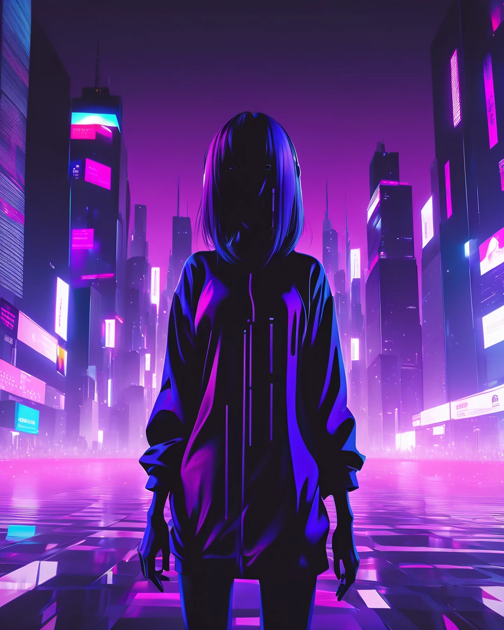  Highly Detailed CG Unity 16k Wallpaper,  high definition,  Hyper Details , 8k, 
 Ultra Details,Backlight,   where you can see pussies ,  depth of field,  purple theme ,
( horror,  mysterious in another dimension:1.4),
(Glitch, There was a problem, 1 girl,   Black Holes Cover Faces :1.5), ((Faceless, Blind:1.3)),
(dark Glitch ) anime girl  :1.3 , An アニメーションGlitch都市景観 Expand, its Skyscrapers and streets Transformation and change in sync with the Break Core beats, creating a Digital City Symphony:1.5, アニメーションGlitch都市景観:1.2, Expand:1.2, Skyscrapers and streets:1.1, Transformation and change:1.1, sync with the Break Core beats:1.1, Digital City Symphony:1.2. , Break Core