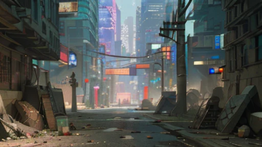 There is a picture of a city street,There are a lot of buildings, Post-apocalyptic Coruscant, highly realistic concept art, Dystopian digital concept art, inspired by James Paick, urban concept art, post - apocalyptic city, stunning sci-fi concept art, dystopian environment, dirty cyberpunk city, An abandoned dystopian city, futuristic dystopian city, post apocalyptic city