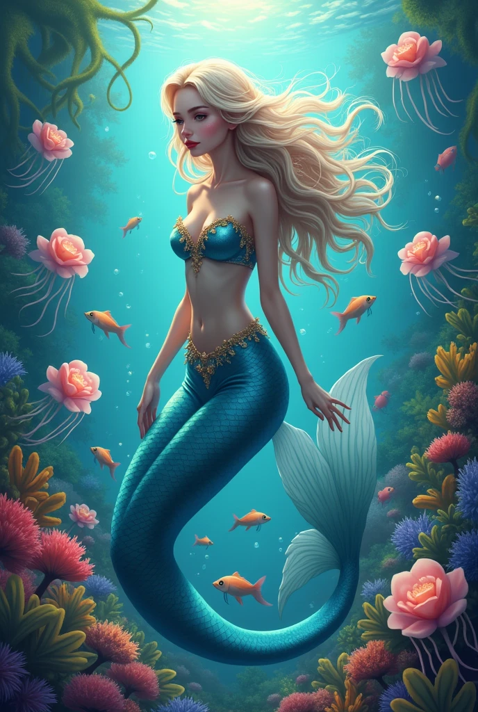 Blonde barbie mermaid, under the Sea. --auto --s2