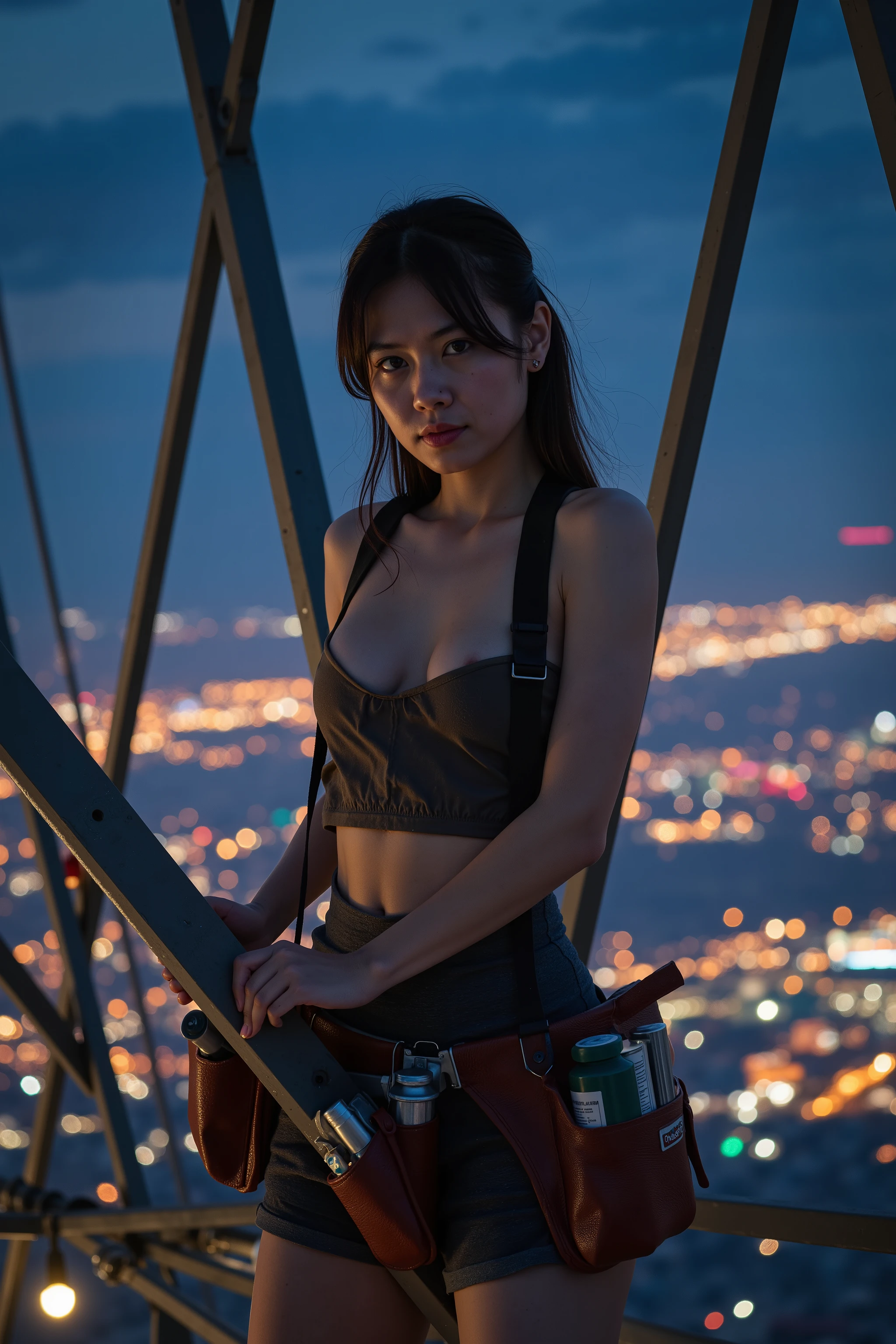 A cute woman, with beautiful detailed eyes and lips, is the lava themed ninja in a super sentai series. She is wearing a very sexy outfit that is adorned with high tech gadgets. The outfit is made of a shiny, metallic material that reflects the light. The colors of the outfit are predominantly black and red, with fiery orange accents that resemble flowing lava. The outfit fits perfectly on her slim and agile figure, highlighting her curves and enhancing her allure.
In this action-packed scene, the cute woman is striking a dynamic pose in the bustling city of Tokyo. She is standing on top of a skyscraper, with the cityscape stretching out behind her. The neon lights of the city create a vibrant and electrifying atmosphere. The buildings are a mix of modern architecture and traditional Japanese designs, blending the old and the new.
As the cute woman prepares for battle, her eyes sparkle with determination and intensity. Her face is framed by long eyelashes that flutter with each movement. She exudes confidence and power, embodying the spirit of a fierce ninja warrior.
The scene is bathed in the warm glow of the setting sun, casting a golden light on the city streets below. The shadows created by the buildings add depth and drama to the composition. The contrast between light and shadow emphasizes the woman's silhouette and adds a touch of mystery to the scene.
The attention to detail in this image is of the highest quality (best quality, 4k, 8k, highres, masterpiece:1.2). Every aspect, from the meticulous rendering of the woman's outfit to the ultra-detailed cityscape, is impeccably crafted. The colors are vivid and vibrant, bringing the image to life with a dynamic and captivating energy.
Overall, this prompt captures the essence of a cute woman who is a lava themed ninja in a super sentai series. The prompt emphasizes her alluring sexiness, her high tech gadgets, and her action-packed pose in the vibrant city of Tokyo. The high-quality artwork beautifully show