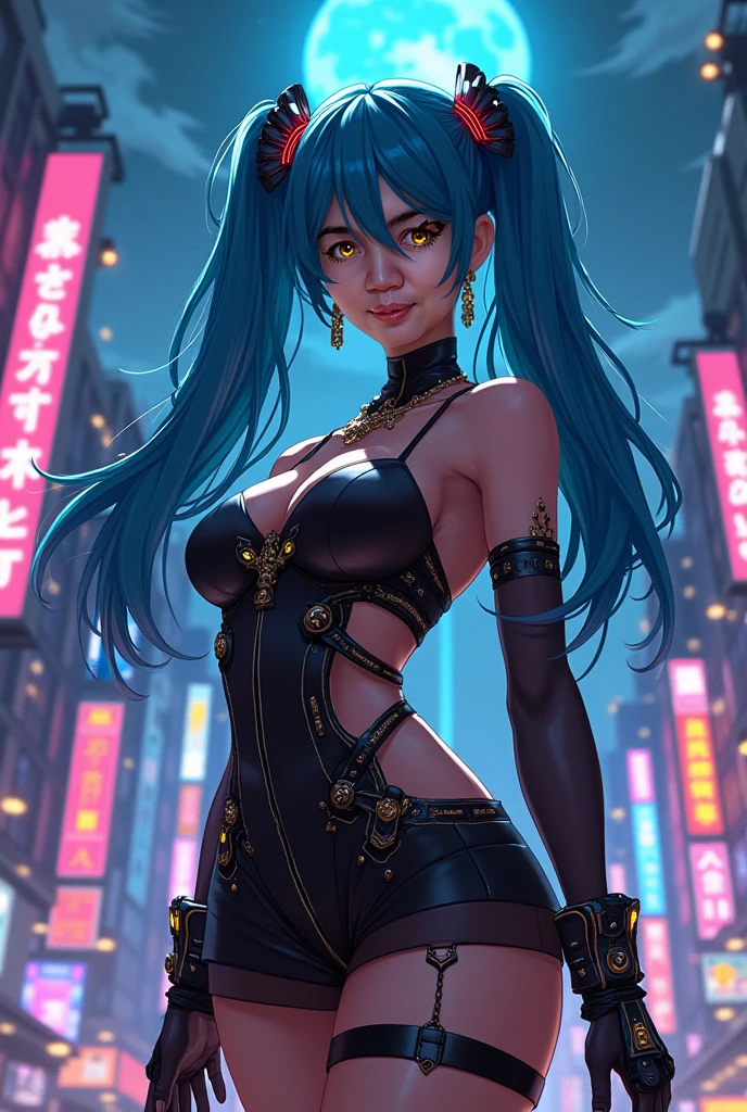 girl spacepunk,(((1girl))),((cute and beautiful afro haired girl)),((((black race)))), (large breasts:1.4),saggy breasts,(((( neon blue afro hair:1.35,((afro hair:1.35)),afrohair,afro:1.35,dark hair, neon blue hair,Double hair bun:1.3)))),medium hair,((heterochromia:1.5, (yellow_eye and red_eye))),intricate eyes,beautiful detailed eyes,symmetrical eyes,((fat)),((((tan,dark skin,black skin:1.35,dark-skinned_female,dark skin:1.3,ebony skin,lustrous skin:1.5,bright skin: 1.5,shiny skin,very shiny skin,shiny body,illuminated skin,wet legs)))),(spider lower abdomen,narrow waist,wide hip,athletic body,inflated legs),(((detailed face))), cute,slutty,sensual,seductive look,seductive,erotic,enchanting,((nsfw)), revealing clothing,show skin,(((neon green fishnet dress))),((slave collar)),(((wet clothes,intricate outfit,intricate clothes))), (dynamic pose:1.0),solo focus,embarrassed,(centered,scale to fit dimensions,Rule of thirds), cyberpunk city by the ocean at night, with bright neon signs and dark stormy clouds and puddles, scenery:1.25, artistic photography,(photography taken by sldr),highres, sharp focus, (ultra detailed, extremely detailed), (photorealistic artwork:1.37),(extremely detailed CG unity 8k wallpaper),((synthwave background theme)),(((vibrant colors))),(intricate background),(masterpiece),(best quality),