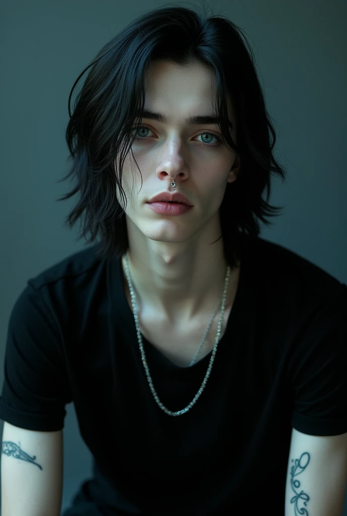 A slender man with white eyes, thin, straight black hair, this man is sodomized and gagged.
