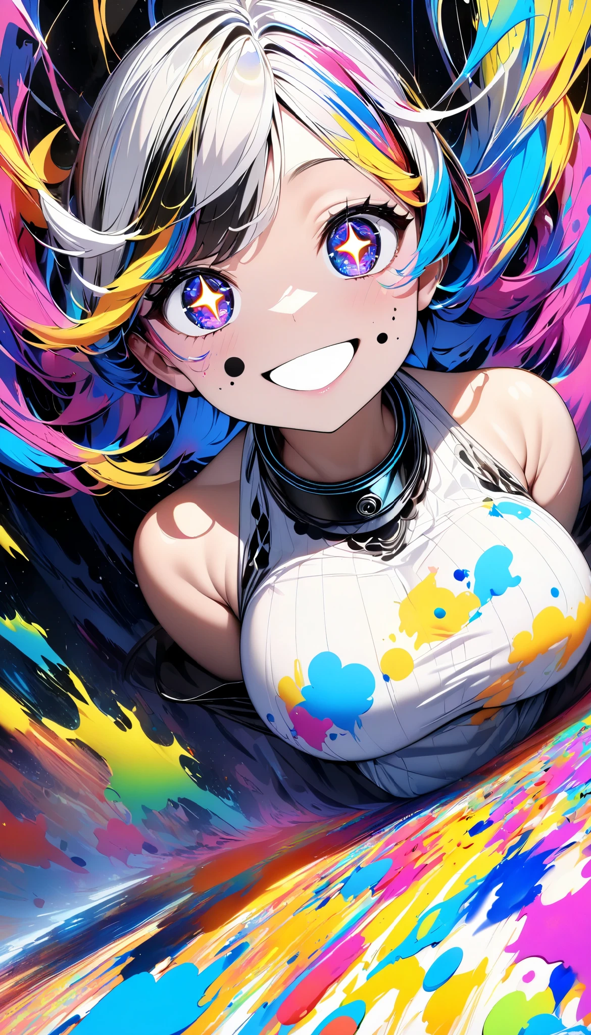 rainbow paint, a girl made entirely out of rainbow paint, entirely paint, 1girl, all rainbow paint, hdr, (intricate details, hyperdetailed:1.15), gorgeous lighting, rainbow, paint splatter, splashes, very rainbow, very colorful, neon, paint drops, rainbow paint background, colorful background