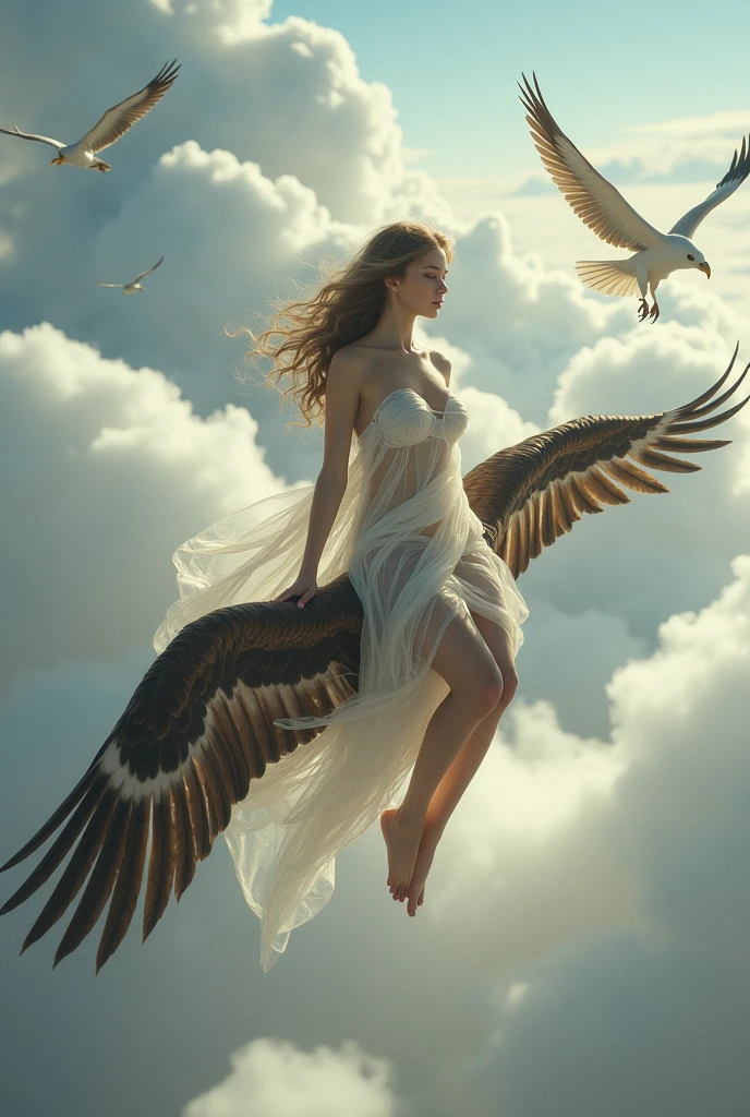1 goddess playing with swans, swans, clouds, rainbows, seas, rays, brilliance, legends, epics, full body, smoke, colorful, strong light, sunshine, sunset, (Detailed face features:1.3),
(RAW photo, 16k, masterpiece, best quality: 1.2), (ultra realism, hyper detailed and intricate realism: 1.3), (wide depth of field, radiant mapping, ray tracing, god rays: 1.2),