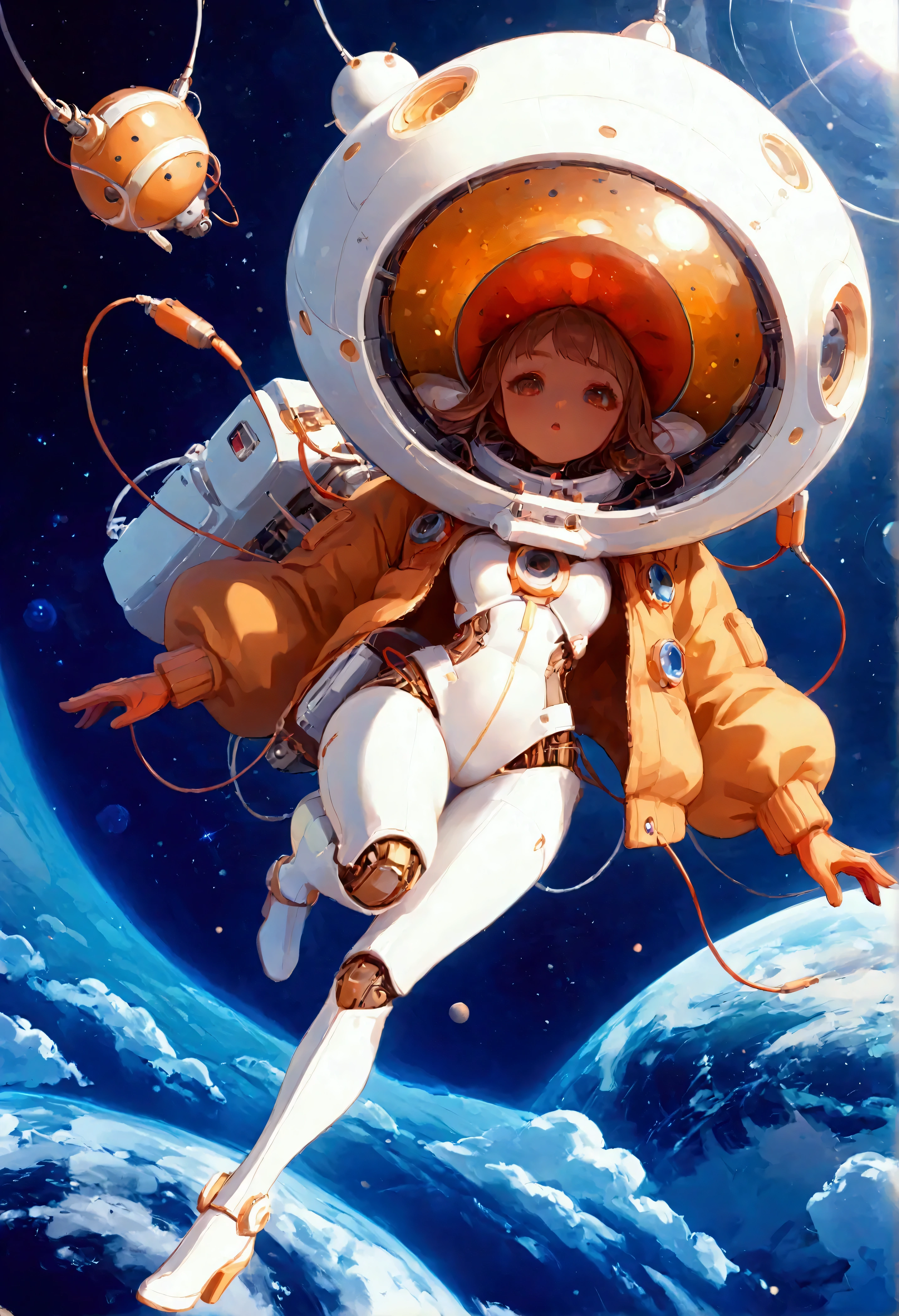 space station\(huge, gigantic, very detailed.great focus, beautiful bokeh, mechanical parts, cable, wires, machinery,dynamic angle\). score_9, score_8_up, score_7_up, score_6_up, score_5_up, score_4_up, source_anime,source_furry,rating_safe,rating_questionable,masterpiece, best quality, perfect anatomy , very aesthetic , absurdres.  (outer space:1.4),space_backround,landscape