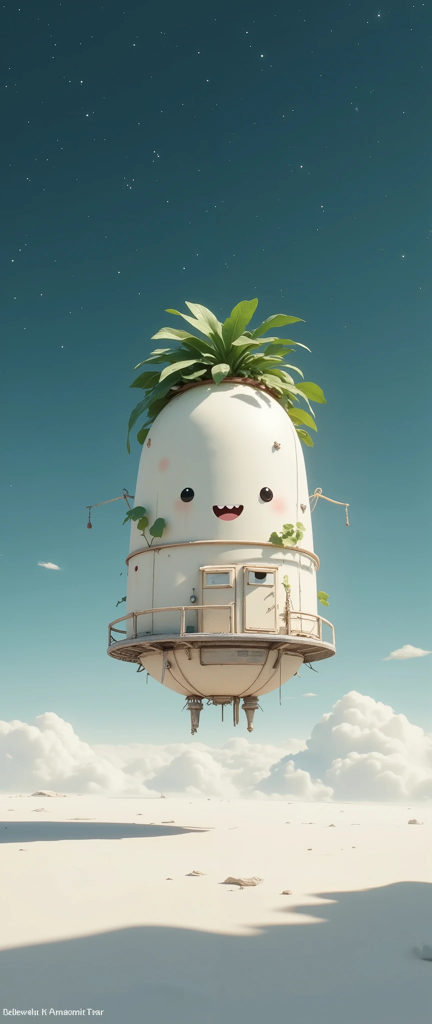 (masterpiece:1.2,Exceptional Quality,Milonish,Movie experience), best illustrations,8k,wallpaper, Space Station (Daikon space station:2.0), cute, Minimalist ,The background is space