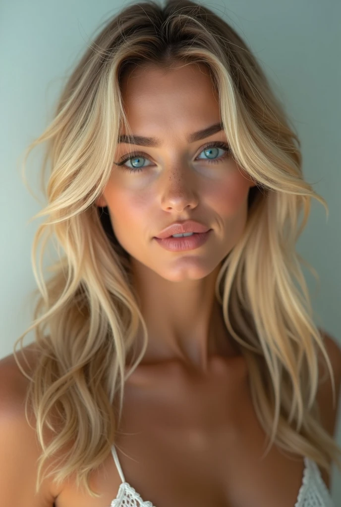 a full body image of a sexy 20 years old caucasian woman with long blonde hair and blue eyes, making sex in a bed, beautiful female fatale model, perfect flawless face, perfect flawless body, rule of thirds, Realistic Perfect eyes and pupils, Perfect full lips, perfect vagina lips, upturned nose, highly detailed shining hair, ((detailed facial features)), (finely detailed skin), beautiful feet, tanned skin, skin pores, skin blemishes, realistic skin texture, intricate details, photorealism, hyperrealism, ultra realistic, lifelike textures, neutral colors, beautiful model, 60mm beautiful model girl, beautiful girl model