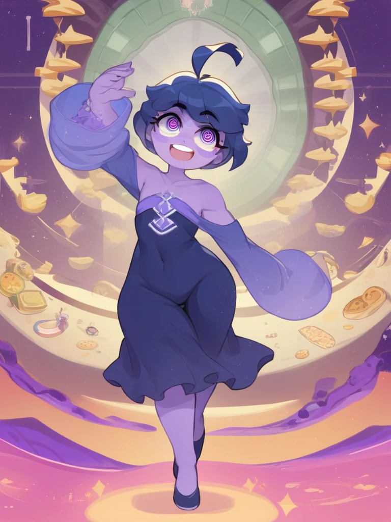 PDXL, score_9_superior, score_8_superior, score_7_superior, Highest quality, masterpiece, sauce_anime, Dark Background, indoor, Dim lighting, Old house, night, Detailed Background, Break 1 Girl, alone, Marina_(/Noil/), Dot Eye, Ghost, Ghost girl, Purple Hair, ponytail, Blue Skin, Blue body, Purple Hair, bow, naked, View your viewers, Get closer to my chest, heart,