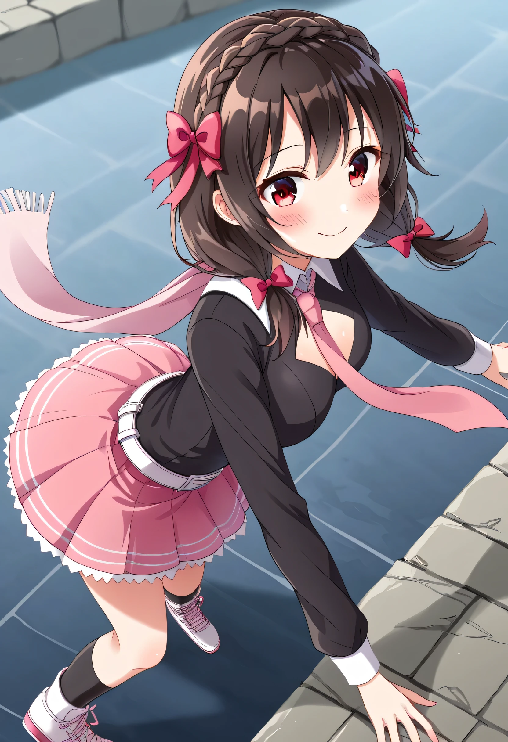 masterpiece, Highest quality, Nico_Yazawa,High resolution, 1 Girl, alone, Black Hair, short hair, Twin tails、Purple eyes, Cowboy Shot, Frill dress, tiara, Pink Dress, city, Outdoor, garden,Skirt flip,Panties in full view, (((Pixel Perfect, Perfect detail))), alone, 1 Girl, Yazai Hitoshi, uniform, Looking at the audience, smile,(Skirt flip:1.3), (String:1.1),White panties、YazawaNico、