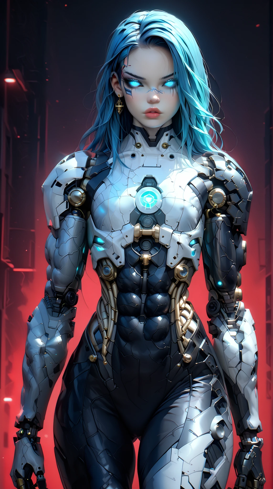 (nsfw:1), (Uncensored:1), score_9, score_8_up, score_7_up, (three quarters shot), (1 girl), (asian), beautiful teenage (skinny) muscular necron cyborg girl, (full cybernetic necron bodysuit:1.5), (black sclera:1.5), (blue glowing eyes:1.5), (blue glowing veins:1.5), (flat chest:1.25), (blue glowing hair:1.25), (beautiful face:1.25), (bodybuilder muscular physique:1.25), (skinny long legs:0.75), (intricate gold filigree:1.25), bimbo lips, blue fire, (cyborg arms:1.25), (cyborg legs:1.25), (cyborg torso:1.25), neon lights, gothic neon style, cyber punk style, super realistic image, beautiful digital paint , hyper Realistic illustrations, NecronMorph, CyberRealistic_Negative_PONY-neg,CyberRealistic_Negative_PONY