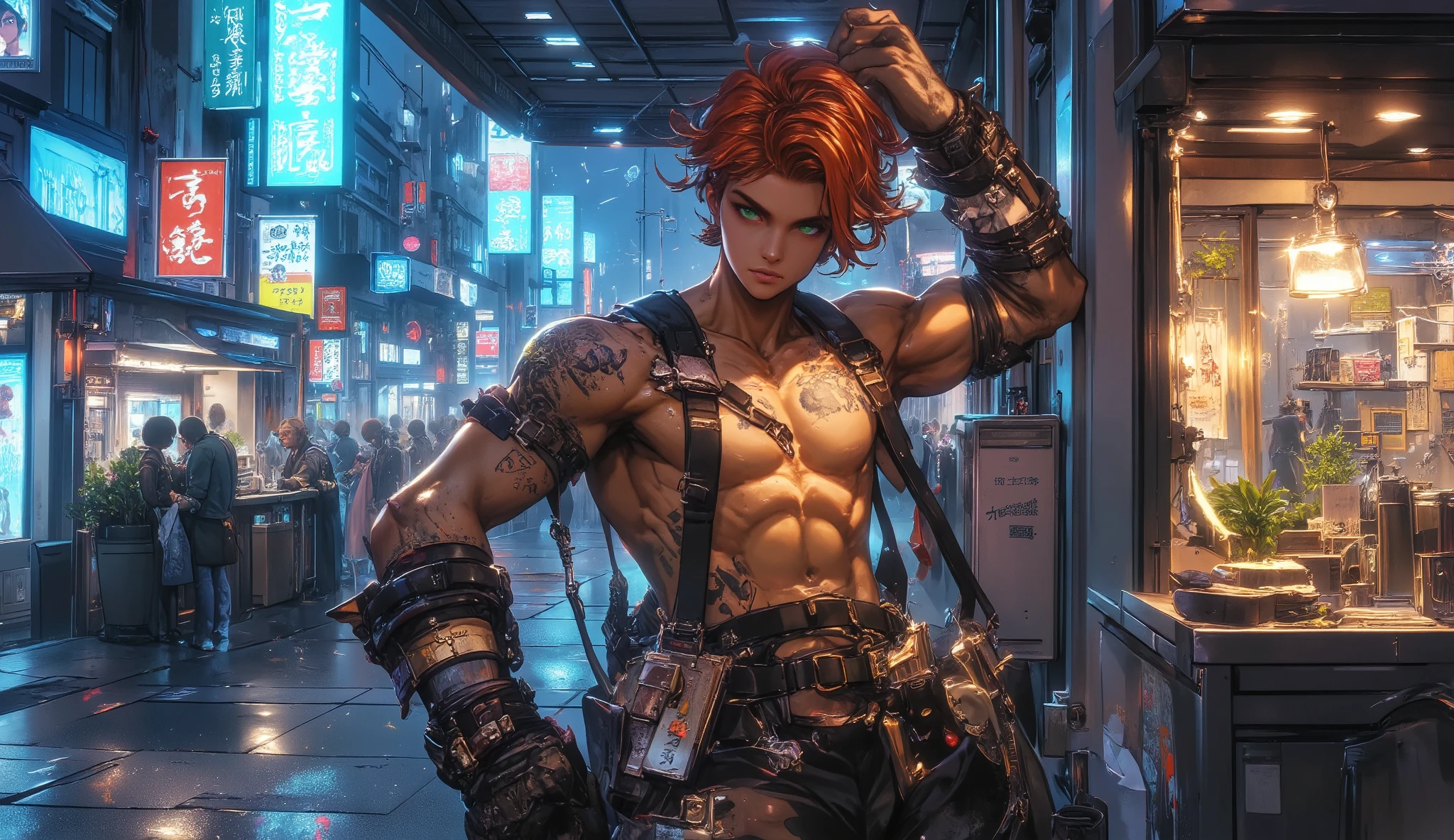 there is a man with a red hair and a black jacket, beautiful androgynous prince, delicate androgynous prince, artwork in the style of guweiz, handsome guy in demon slayer art, fantasy male portrait, renaissance prince, a portrait of a male elf, highly detailed exquisite fanart, in the art style of bowater, by Yang J, handsome prince