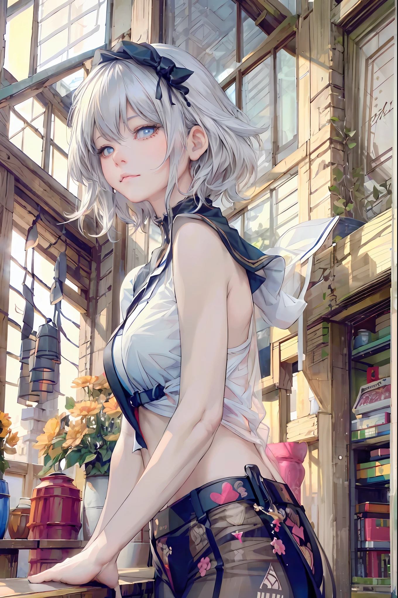 (( Masterpiece )), (black clothes), (( top quality)), ( RAW Photos from the Last Century :1.2), ( high definition :1.3), ( Capture each blooming location with professional photos :1.2), ( Color Difference), mischievous girl , (()), (Serious), audience , Plain Shirt, Bedhead, Curly hair, ( SMALL WAIST PANTS ), ((Take off your work pants)), , ( small breasts), Cute waist, outdoors , ((Top of the big bell tower)),International Travel,Brown suitcase, Girl looking down from the top of a hill , the wind is blowing ,Tower of Pisa,tourist spot, ANCIENT CITY ,Highlands,holy place,Multiple Churches, brown hair , shortcut , hair is unkempt , Short Braided Hair ,Neat, slender beauty、Positive Attitude, small breasts, Beautiful Legs with Tails , Her charming gray-blue eyes shine like stars , bright color, beautiful eyes ,A delicate smile, the seductive grey-blue eyes are shining like stars , top quality, Gentle beautiful woman , anime style、(( from below:1.2)),
