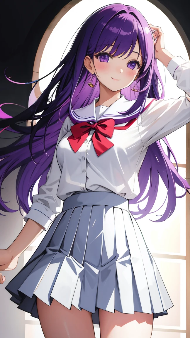 Arab Asian woman sitting on stairs,Chin on both hands, Realistic Young gravure idol, Surrealism schoolgirl, Young beautiful gravure idol, Young gravure idol, Lovely , Surrealism , Young and thin gravure idol, Young sexy gravure idol, Japanese school uniform for girls, Beautiful anime high school, 、((Top quality)), ((masterpiece)), (detailed),