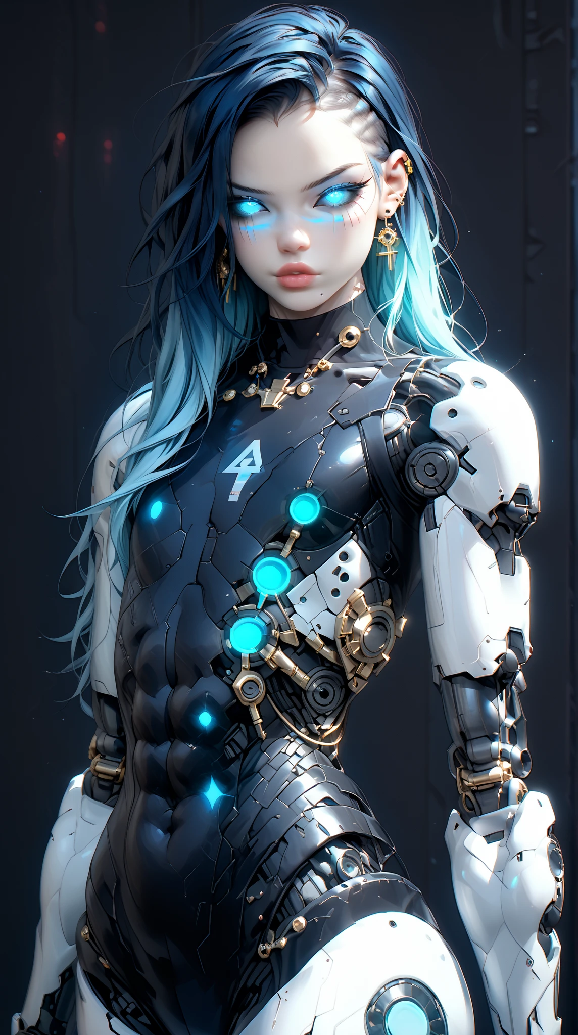 (nsfw:1), (Uncensored:1), score_9, score_8_up, score_7_up, (three quarters shot), (1 girl), (asian), beautiful teenage (skinny) muscular necron cyborg girl, (full cybernetic necron bodysuit:1.5), (black sclera:1.5), (blue glowing eyes:1.5), (blue glowing veins:1.5), (flat chest:1.25), (blue glowing hair:1.25), (beautiful face:1.25), (bodybuilder muscular physique:1.25), (skinny long legs:0.75), (intricate gold filigree:1.25), bimbo lips, blue fire, (cyborg arms:1.25), (cyborg legs:1.25), (cyborg torso:1.25), neon lights, gothic neon style, cyber punk style, super realistic image, beautiful digital paint , hyper Realistic illustrations, NecronMorph, CyberRealistic_Negative_PONY-neg,CyberRealistic_Negative_PONY