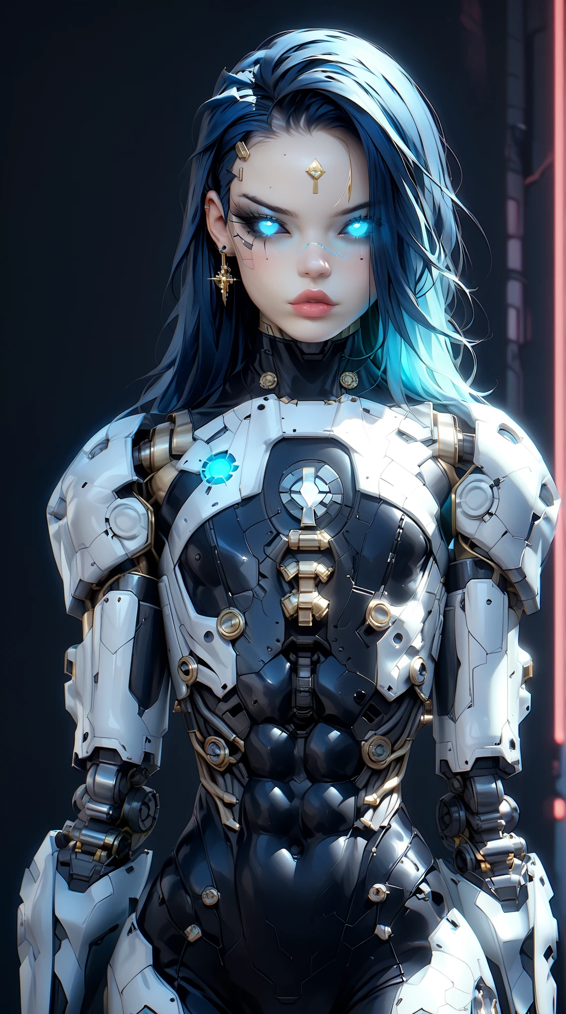 (nsfw:1), (Uncensored:1), score_9, score_8_up, score_7_up, (three quarters shot), (1 girl), (asian), beautiful teenage (skinny) muscular necron cyborg girl, (full cybernetic necron bodysuit:1.5), (black sclera:1.5), (blue glowing eyes:1.5), (blue glowing veins:1.5), (flat chest:1.25), (blue glowing hair:1.25), (beautiful face:1.25), (bodybuilder muscular physique:1.25), (skinny long legs:0.75), (intricate gold filigree:1.25), bimbo lips, blue fire, (cyborg arms:1.25), (cyborg legs:1.25), (cyborg torso:1.25), neon lights, gothic neon style, cyber punk style, super realistic image, beautiful digital paint , hyper Realistic illustrations, NecronMorph, CyberRealistic_Negative_PONY-neg,CyberRealistic_Negative_PONY