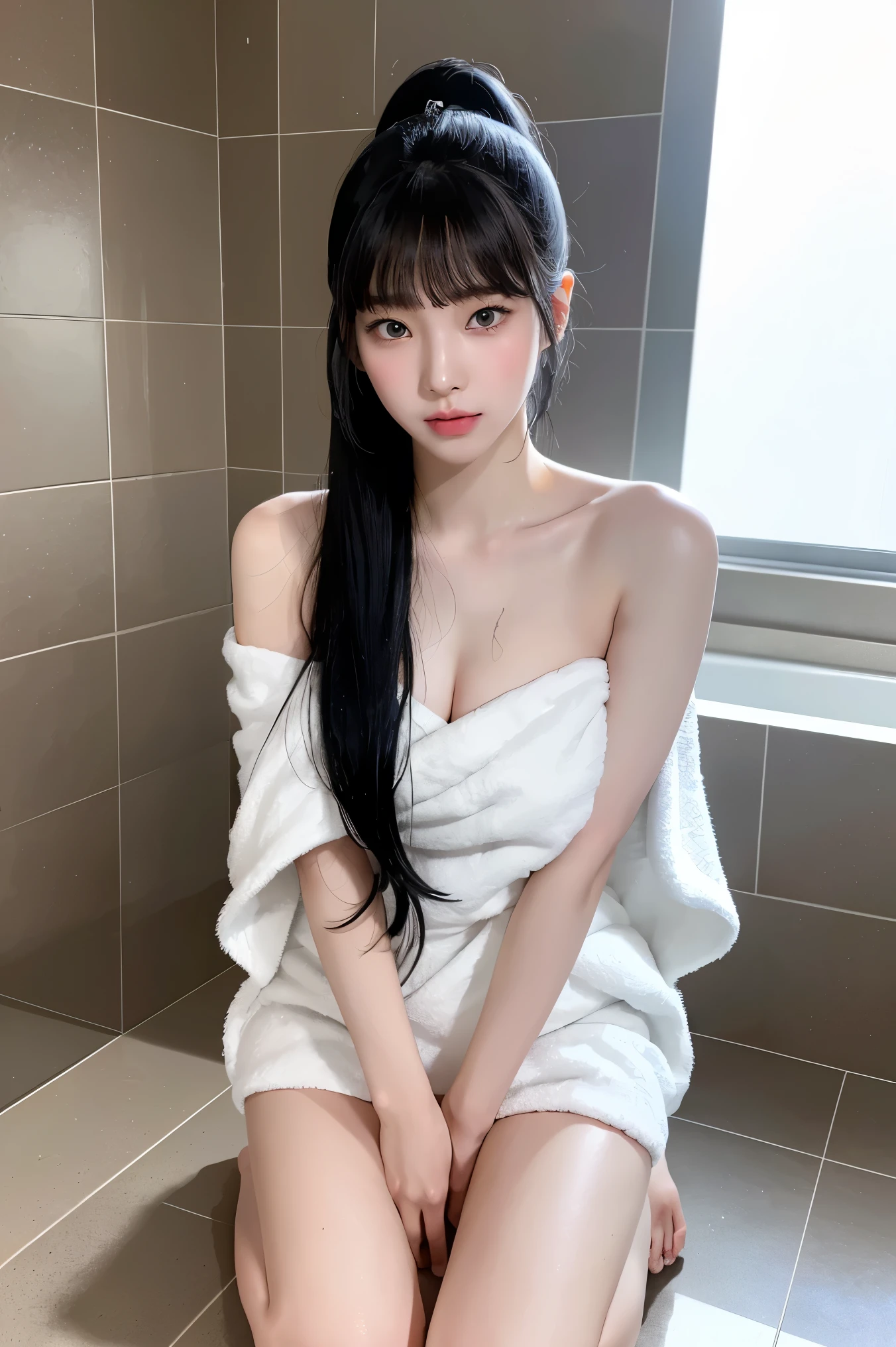 Masterpiece, 8k, high quality
Real pict, best quality, girl from korea, beautiful face, shower in the bathroom, sexy body, full body