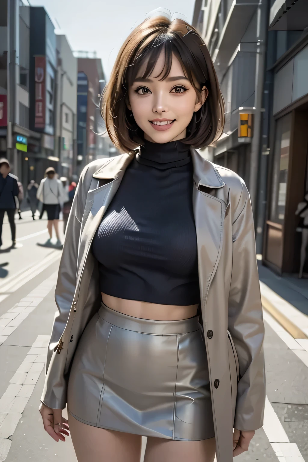 photorealistic Realism 8K, 16K Quality, (ultra absurd quality, extremely detailed detail, hyper resolution, clear sharp focus, not blurry, (Realistic brown_eyes:1.25)), ((perfect dark_eyeshadows:1.45)), (super Detailed, beautiful little nose:1.2), (perfect composition), Depth of field, cinematic light, Lens flare, Ray tracing, (extremely beautiful face, beautiful lips , Beautiful eyes), Intricate detail face, ((Ultra detailed skin)), best high quality real texture skin:1.3, (A woman with velvety skin:1.33), ((best high quality real texture hair)), (short blonde hair, (wavy, combed up, behind the ear), extremely detailed)), photo of the most beautiful artwork in the world, professional majestic (photography by Steve McCurry), (Anatomically correct), (perfect proportions), ((perfect hands:1.2)), ((perfect female body:1.4)), cute girl, ((firm and full breasts)), ((super beautiful cute sharp-face)), (light pale complexion), ((super elaborate extravagant white Jacket wear:1.2) extremely detaile:1.3),((small head: 1.3)), ((Beautiful girl with long legs and good style:1.35)),(dynamic pose:1.25),((Lively,Active,vivaciousness)),((no_Pantise)), ((red silk (tiny skirt:1.35) no_panties,curvy)),((school uniform short skirt wrapped at the hips))), ((cowboy shot, wide shot))