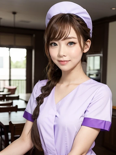 highest quality,best image,Japanese,big breasts,long brown hair,beautiful girl,smile,nurse uniform