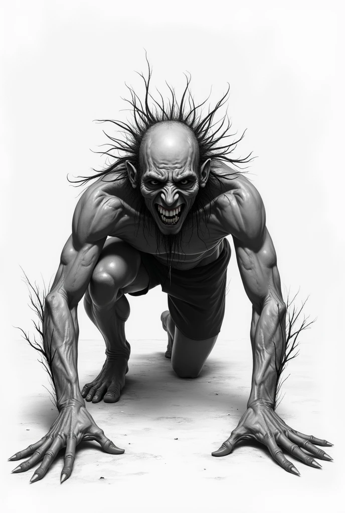 Naked man on all fours