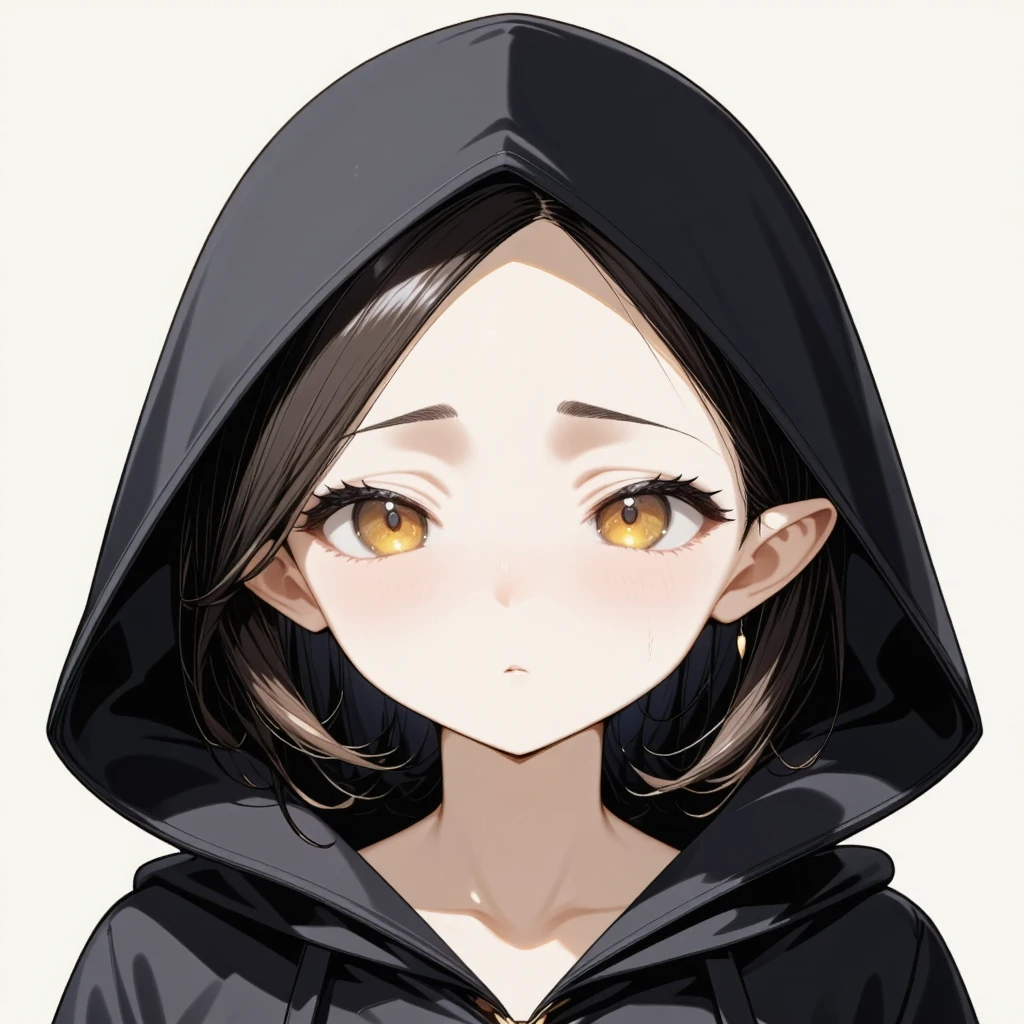 Cute elf girl with a pouting face wearing a black hood, face photo, ultra detailed, absolutely resolution, masterpiece