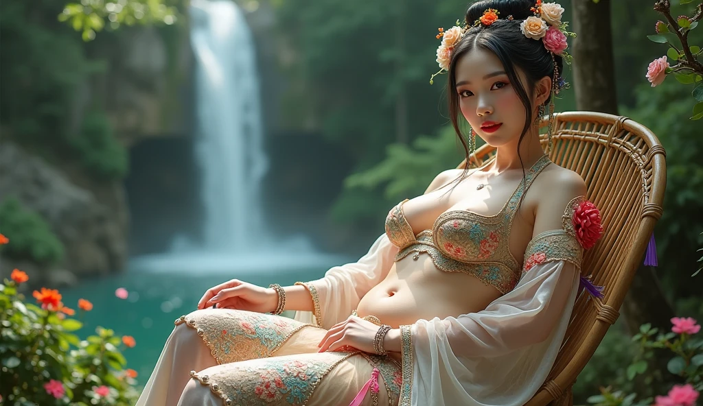 generate sexy chinesse lady with huge boobs wearing sexy traditional chinesse dress, at chinesse village, (((show her cleaveage))), show her boobs, red lantern ornament, lake background, beautifull sky, detail, 8k, beautifull panorama, masterpiece, best quality:1.2),(8k,highres,RAW photo,realistic,photo-realistic:1.3),(detailed skin texture,detailed cloth texture,beautiful detailed face:1.25),professional lighting,photon mapping,beautiful soft light,radiosity,physically-based rendering,raytracing, model shoot style, model shoot style, (extremely detailed CG unity 8k wallpaper), full shot body photo of the most beautiful artwork in the world, (((nsfw))), (((nude))), (((naked))), (((nipples)))