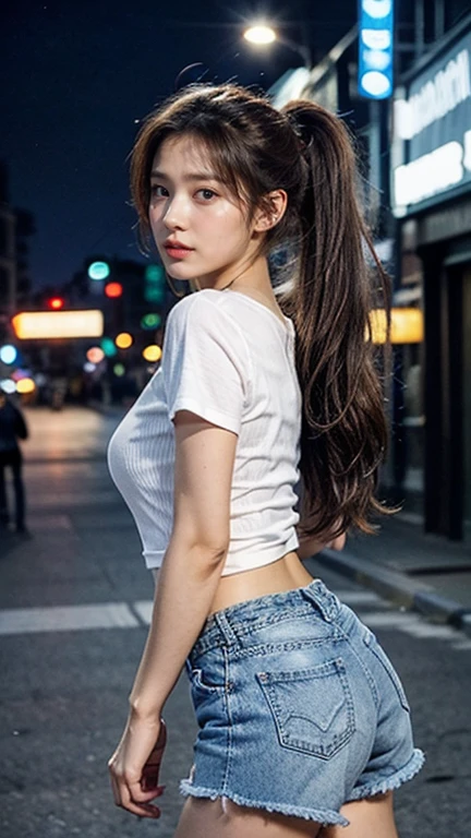 beautiful girl in sexy white shorts