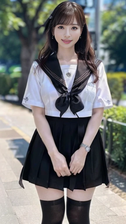 Cute little girl s。short bangs。The tattoo。Lots of piercings。Eyebrows are visible。Short sleeve sailor suit。animesque。奈良美智 --auto --s2