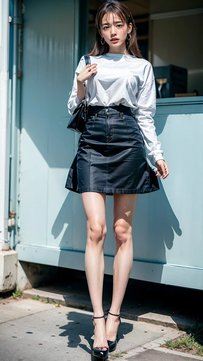 Girl M-shaped legs peeing shyness short white hair