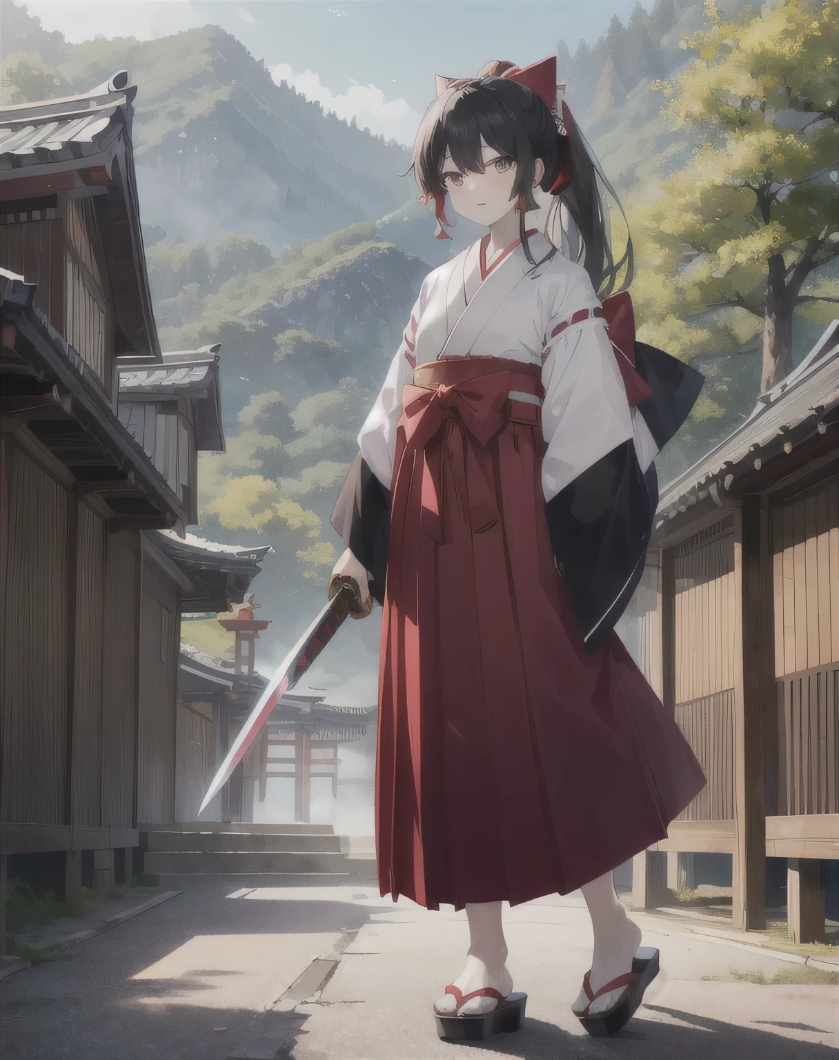 Holding a kodachi with the reverse hand