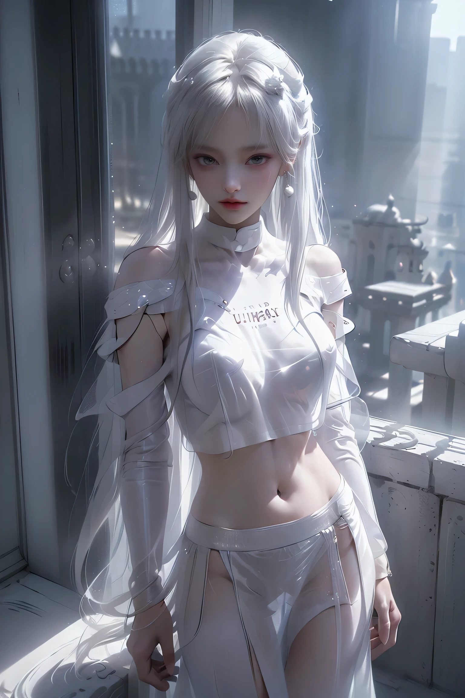 ((Woman Standing On Balcony Of Old Castle))1.3)、(Neon Light:0.1)、(nffsw:0.1)、Accent lighting、((Out of the window、 Hazy skyscrapers))、(nipple)、(Puffy eyes:1.2)、(slimな脚)、(Light on face and chest)、Are thin、 ((The underside of the chest is slightly visible))、(I can see under my chest、Belly button and ribs visible)(Pull up your skirt)、((White thong panties are visible)),Highest quality works、actual work、Ultra Premium Graphics、8K HD CG Works、High quality graphics、High-definition CG works、10x pixels、Ultra-fine detail:1. 1、High technical level:1.1 PhotoGenuine、Natural light:1. 5、Light effects(Virtual Light effects:1.8)、((Straight Van、Princess Van))、((Very heavy、Volume Bang:1.1)、((very long、Very heavy、Very voluminous side locks:1. 1)、Hime cut、Straight bangs、Bangs straight、(masterpiece、Highest quality:1.5)、(ultra detailed 8k cg:1.4)、(超Realistic:1.25)、(Genuine:1.1. 4)、((Golden white hair))、Thin eyebrows、High nose、Nice red lips、Rosy Cheeks、Delicate makeup face、Cute Face、Perfectly balanced face、()、Light-colored foundations enhance the clarity of your skin.., 40k、photograph、、Highest quality、(1. Beautiful Eyes、Light Hair、White skin、Mr.. Escape.々Pause、((Mid-chest、:1.1))、Highest quality、Tabletop、Ultra-high resolution、(Genuine:1.4)、RAWphotograph、(Perfect figure)、(slim、:1.3)。 3)、slimな腹部、(Girl standing on the balcony of an old castle),((masterpiece:1.5、8k、Portraiture、フォトリアリスティックでVery detailedなCG、Very detailed、Particle Effects、Dynamic Effects、Written boundary depth、Cinematic Light、Lens flare、Ray Tracing、Tabletop、Realistic:1.4、Ultra-high resolution:1.2、Realistic、Realistic,((alone)、(White semi-transparent off-the-shoulderTshirt women:1.4)、(Black tight mini skirt)モデル風のPause:、Side bust、(Medium sized breasts)、Detailed face、Bright expression、young, Brighter, よりWhite skin、Best Looks、Ultimate beauty、White hair with shiny highlights:1.8、bright and shiny hair,、Super long, Silky straight hair、Hair swaying in the wind))(Puffy eyes:1.2)、(slimな脚)、(Light on face and chest)、(((((Underboob)))))、Lower chest、Oily skin、Are thin、 (The underside of the chest is slightly visible)、(I can see under my chest、Belly button and ribs visible)、The hips and lower abdomen are visible、(Pull up your skirt)、