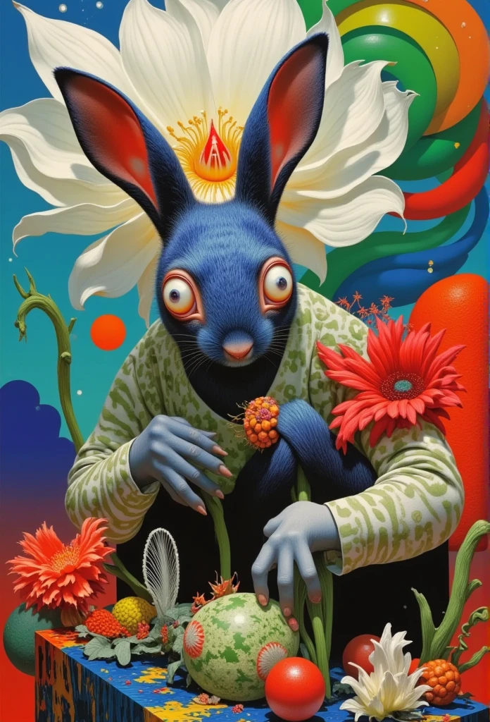 Acid Rabbit ，With white、 red、 blue、Green、 orange and palette