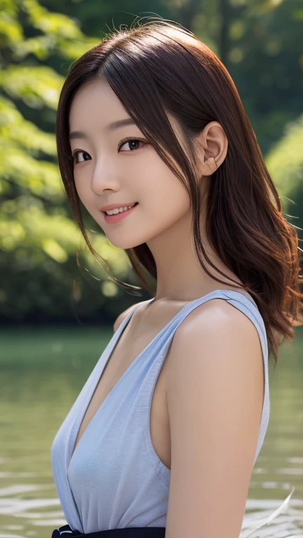(masterpiece、high-level image quality、hightquality),(A Japanese Lady、Perfect body、Beautiful skin)、Woman in blue、21years old、Autumn breeze blowing、perfect anatomia、Beautiful limbs、quiet、Beautuful Women、Professional filming、fondling、The beauty of nature:1.3、