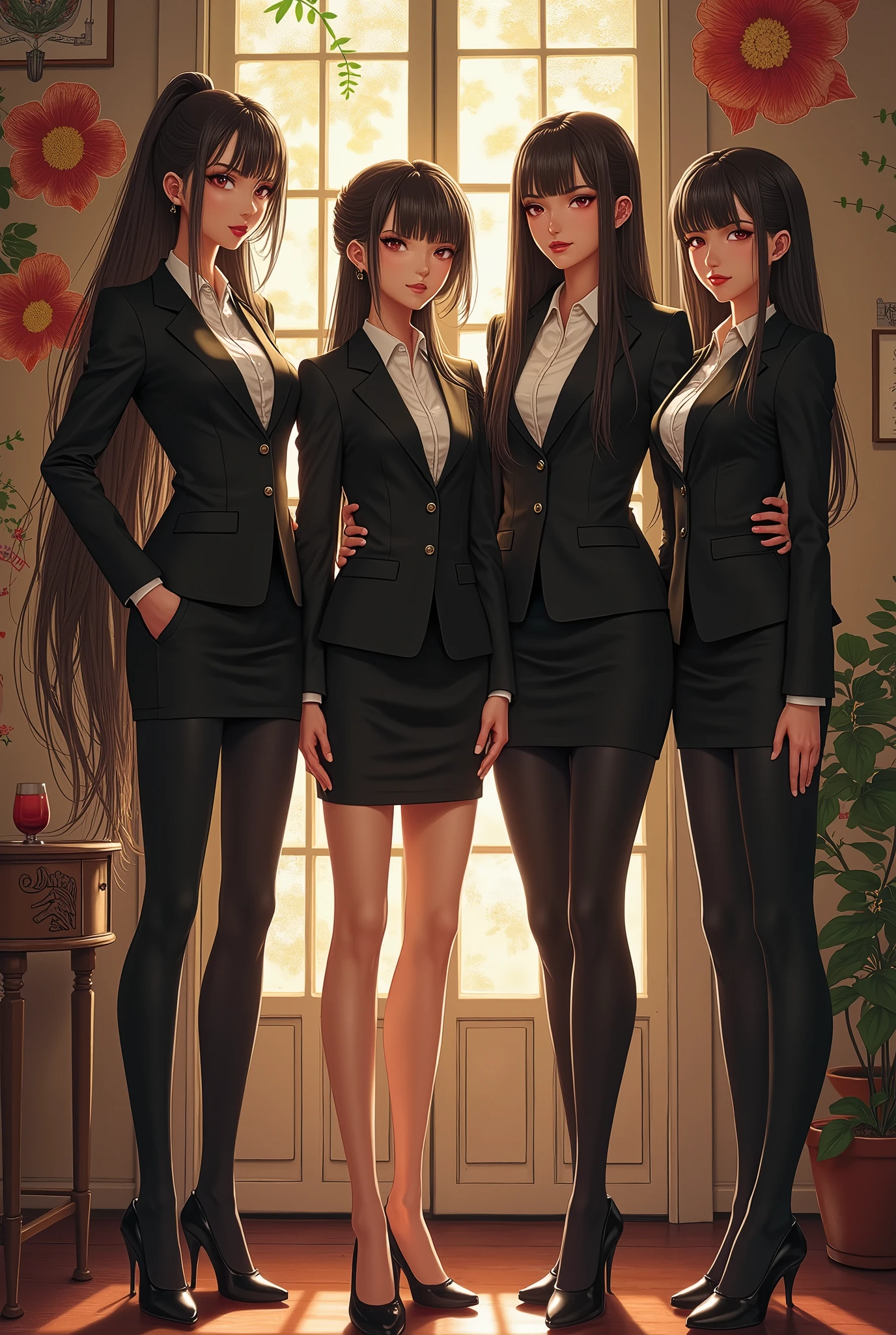 Three women in business attire standing next to each other - SeaArt AI