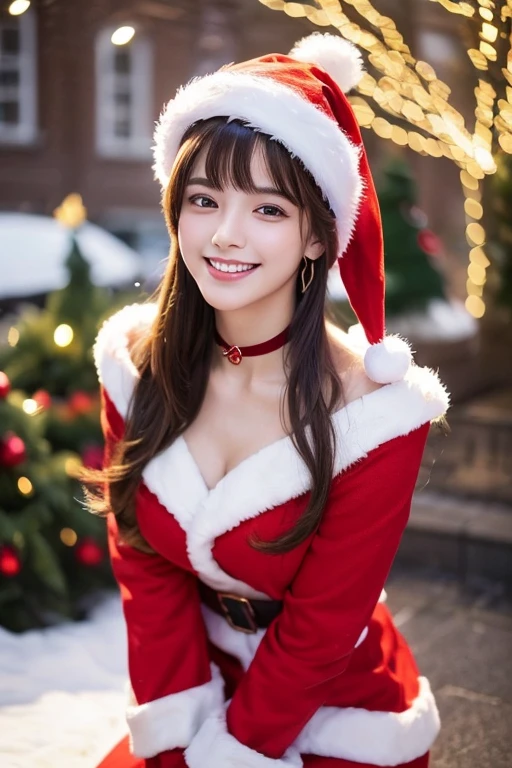 (Best Quality,4K,8K,hight resolution,masutepiece:1.2),Ultra-detailed,(Realistic,Photorealistic,Photorealsitic:1.37),young girl in santa claus costume,(Short hair),Soft smile,Off-shoulder,Highest quality materials,Festive atmosphere,warm and cozy room,Twinkling Christmas Lights,Decorated Christmas Tree,Colorful presents,Sparkling snowflakes,Delicate ornaments,Joyful expression,Beautifully wrapped gifts,magical feeling vibes,snow-covered window,Red Santa Hat,Innocent and pure,playful and cheerful,Rooftop background,Excitement in the air,Holiday spirit,Festive decorations,Vibrant colors,peaceful and serene,anticipation,magic unicorn toy,Adorable and adorable,attractive and lively,Heartwarming scenes,unforgettable holiday memories、scapular、Looks Back