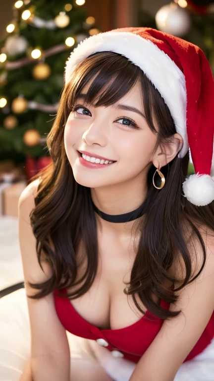 (8K、Raw photography、top-quality、masuter piece:1.2)、ultra-detailliert、ultra res、(realisitic、realisitic:1.37)、portlate、high-definition RAW color photography、Professional Photography、ighly detailedで美Right、ighly detailed、8K Wallpapers、amazing detailed、huge filesize、Official art、ighly detailedなCG Unity 8K壁紙、ighly detailedな美少女、ighly detailedな顔、ighly detailedな目、ighly detailedな肌、ighly detailedな指、ighly detailedな鼻、ighly detailedな詳細な口、Perfect Anatomy、细致背景、(Santa Claus Costume、no-bra、Academy Award)、Santa Claus red clothes、女の子1人、(20:1.2)、in her 20s、Cute little girl s、realisiticなボディ、小柄、de pele branca、glistning skin、Slim body、Handsome body、A dark-haired、short-hair、(bluntbangs: 1.2)、A smile、kawaii、zora々Right、kawaii顔、realisiticな顔、Delicate eyes、Sauce order、耳环、Looking at the camera、front facing、standing athletic pose、full body Esbian、动态照明、Huge breasts、Pose Seductive、night illumination