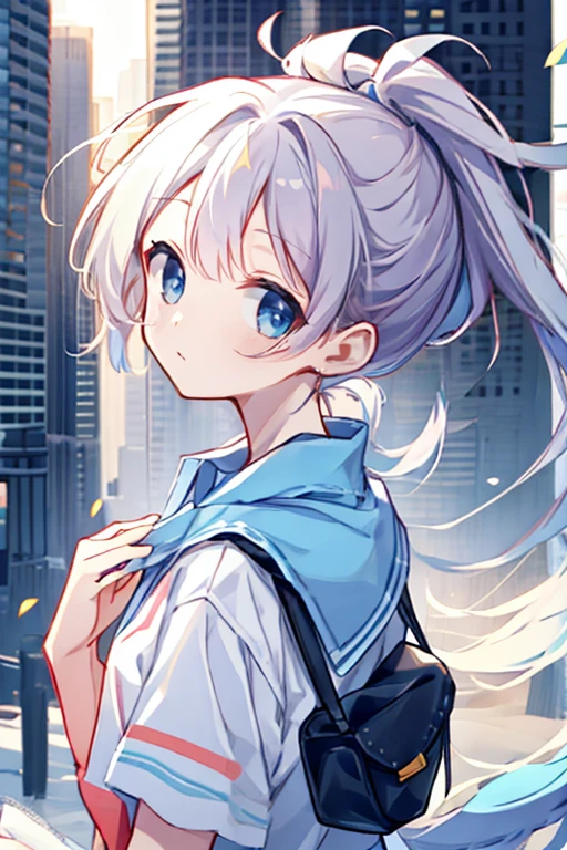 city, a girl, ponytail