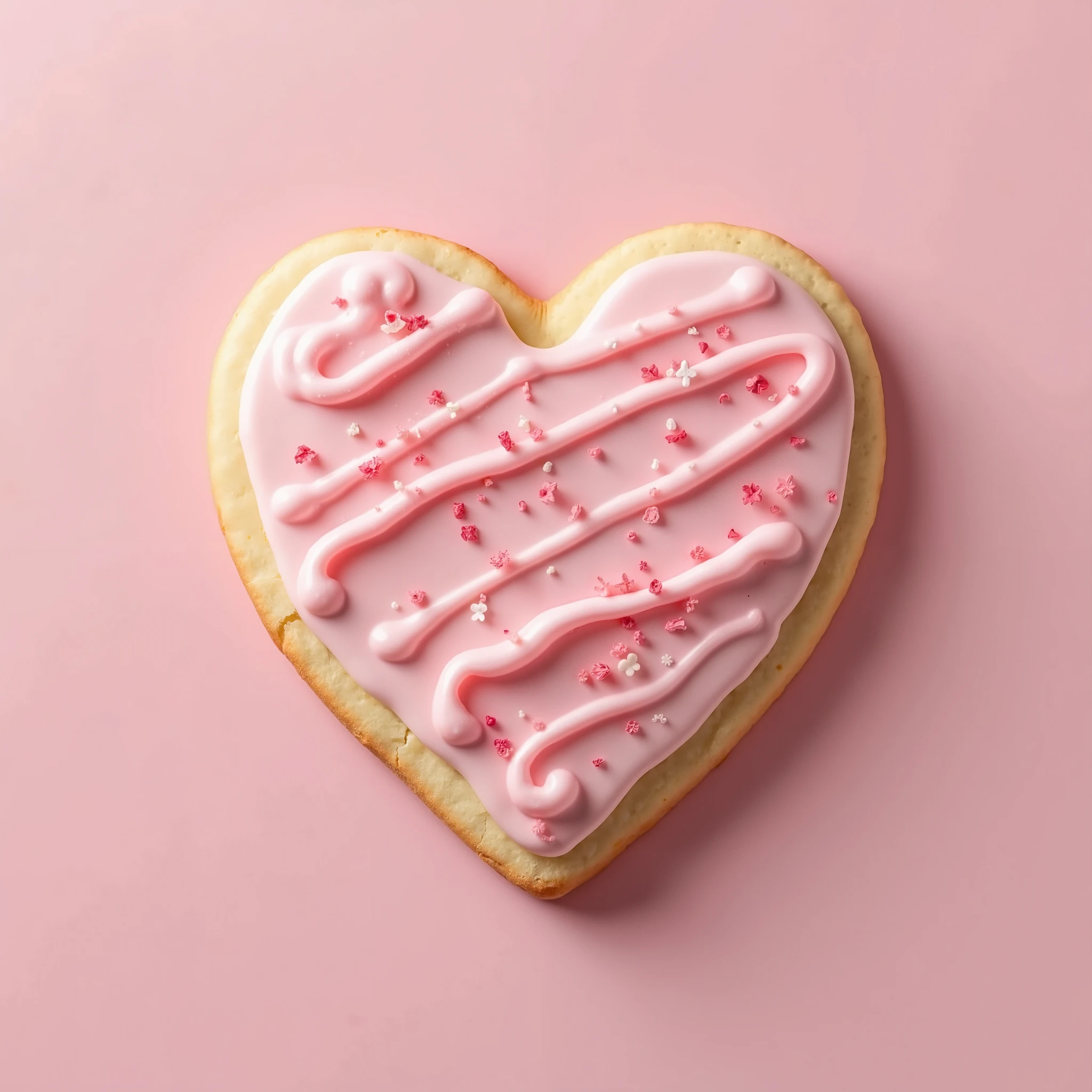 Heart-shaped cookies with pink frosting (