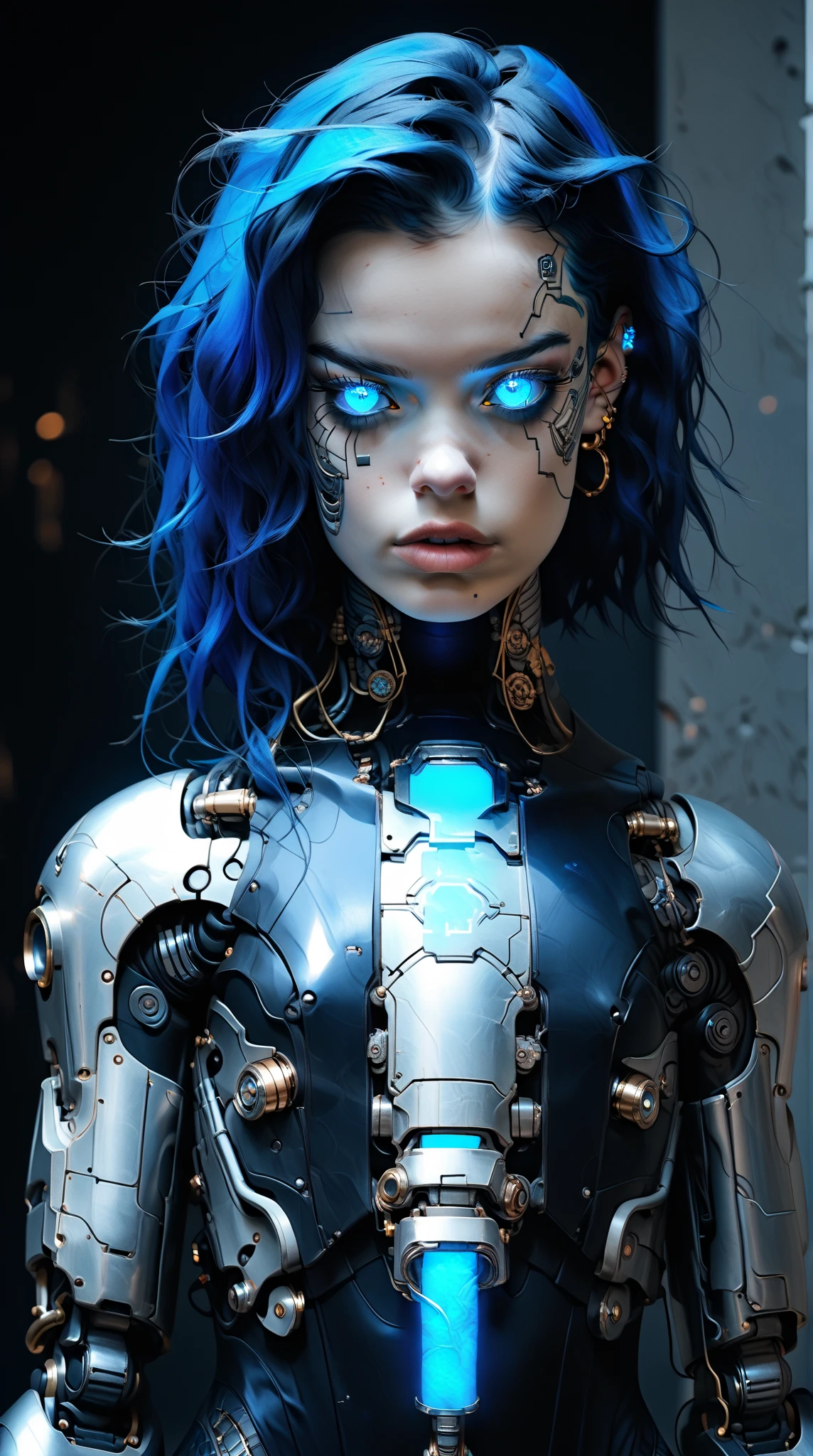 (nsfw:1), (Uncensored:1), score_9, score_8_up, score_7_up, (full body shot), (1 girl), (asian), beautiful teenage (skinny) muscular necron cyborg girl, (full cybernetic necron bodysuit:1.5), (black sclera:1.5), (blue glowing eyes:1.5), (blue glowing veins:1.5), (flat chest:1.25), (blue glowing hair:1.25), (beautiful face:1.25), (bodybuilder muscular physique:1.25), (skinny long legs:0.75), (intricate gold filigree:1.25), bimbo lips, blue fire, (cyborg arms:1.25), (cyborg legs:1.25), (cyborg torso:1.25), neon lights, gothic neon style, cyber punk style, super realistic image, beautiful digital paint , hyper Realistic illustrations, technoarcanumxr, NecronMorph, CyberRealistic_Negative_PONY-neg,CyberRealistic_Negative_PONY