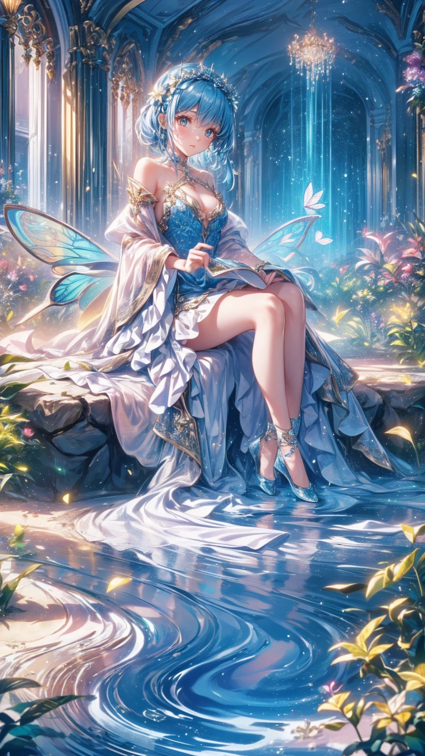  ( top quality,4K,8k, high definition ,masterpiece:1.2), Ultra Details ,( realistic , photorealistic, photorealistic:1.37),Fairy Queen,Sparkling Spells , Fantasy Forest , beautiful detailed eyes, detailed lips from home, Charming Vibes , twinkling light , Fairy Wings , Delicate Flower Crown  ,Magical Environment, mysterious creature ,celestial beauty,Magical Sparkles ,Tiny Magic ,Elegant gowns,Graceful Movement,Nature Spirits,dappled sunlight,Whispering Tree々,Sparkling waterfalls,Mysterious Mist, magical creatures ,Otherworldly aura, pastel colors, Soft Warm Lighting ,Majestic castle, pixie dust,Fascinating Flowers and Plants , Sparkling Crystals , Dreamy Atmosphere ,Calmness and peace, Whimsical and Sensual ,Floating Petals,Gentle Breeze, Fascinating Melody , Hidden Paths and Secret Sanctuaries ,Glowing Mushroom,Heavenly Being, Fairy Powder Flower Extravaganza ,   girl , (( princess your toddler)), Full hair,   Beautiful Blue Dress , (  perfect anatomy), Lots of Flying   ( butterfly ),   Bubble Magic  ,   Very Beautiful Picture  ,  Flower field in the background , moon,  Seeing the City  ,   complex details , (  top quality ),   Details Maximum  ,    Masterpiece   , 8K Yen,    top quality  ,