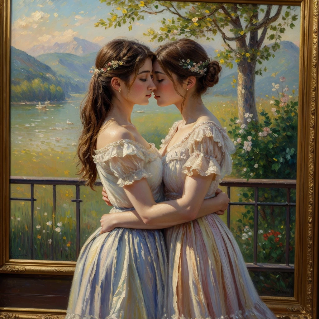 trois femmes de 25 ans, Emma Watson, Kiera Knightley et Nathalie Portman, de profile, chef d'oeuvre, ultra réaliste, HD, masterpiece, antiquité, femmes romaines, dans un jardin antique, fleurs, roses, colonnes de marbre, bijoux, couronnes de fleurs, rome antique, buisson de roses, couronne de fleurs dans les cheveux, s'enlaçant, topless, nude, nue, calin à trois, touching boobs,, kissing