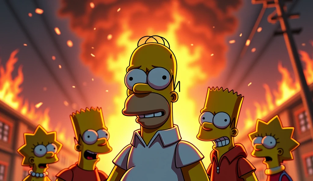 Smart god nude Abraham Simpson with flying popcorns machinegun shot into Mouthe of all familly Simpson