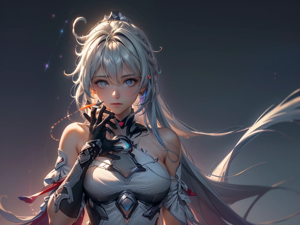 1girl,solo,super detailed skin,shiny skin,wet oily skin, natural face,eyelashes,white hair,long hair,large breasts,unique and complex clothes ,arm forward,magic circle,DonMM4g1cXL,from side,night fantasy town,masterpiece,best quality,ultra detailed,high resolution,sharp focus,depth of field